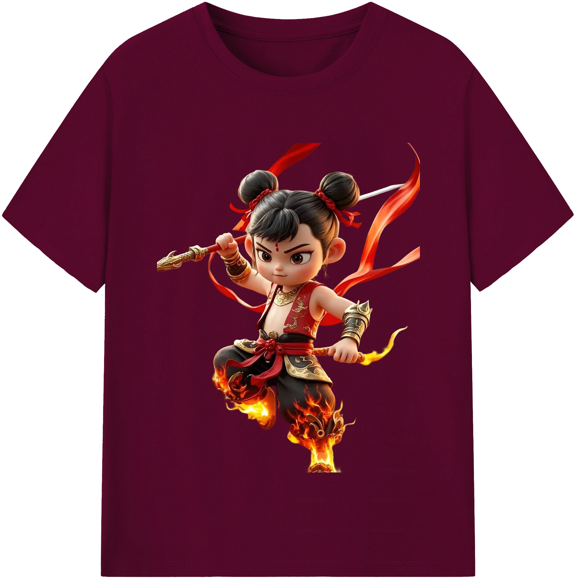 （画像用） Ne Zha 2 ナタ 魔童の大暴れ レディースカジュアルプリントTシャツ（綿100％）